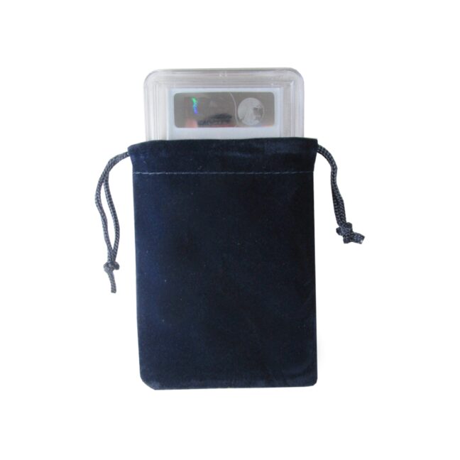 Velour Drawstring Pouch - 3x4.25 Navy Blue