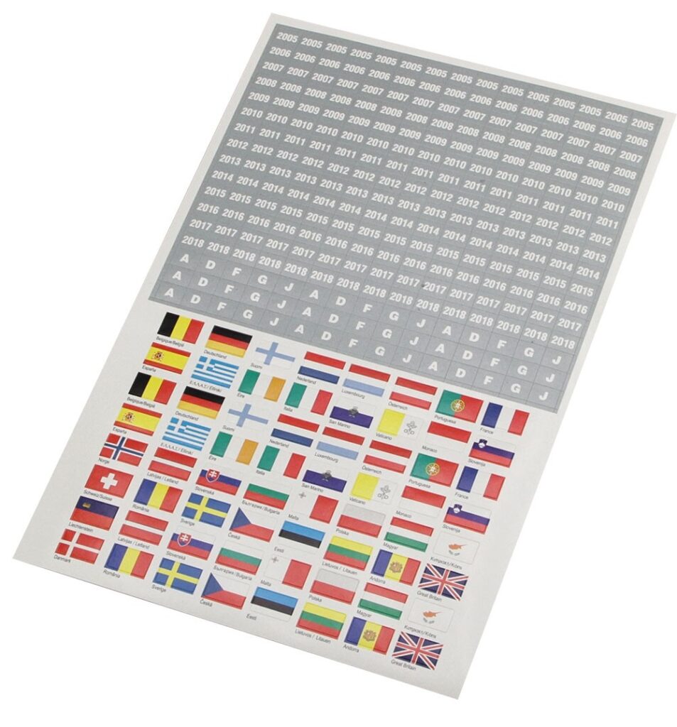 Kleebisleht euroala riigilippudega