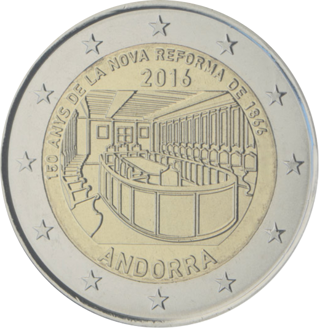 Andorra 2€ 2016 uus reform mündikaart