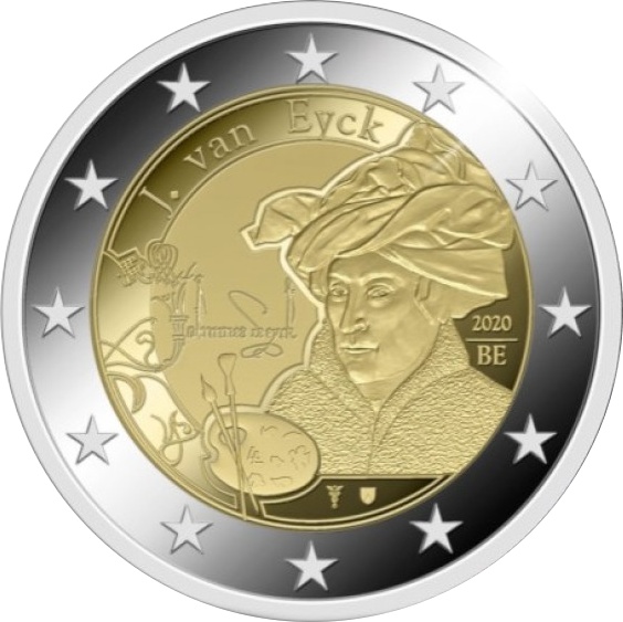 Belgia 2€ 2020 Jan van Eyck mündikaart