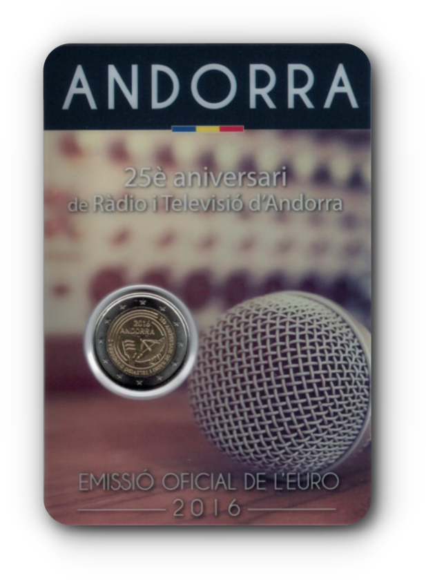 Andorra 2€ 2016 raadio ja TV mündikaart